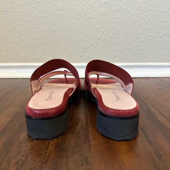TARYN ROSE Mary Jane Style Thong Sandals in Red Leather - Picture 7 of 11